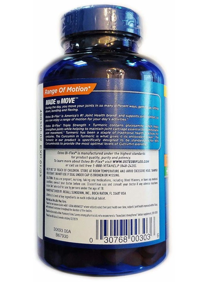 Osteo Bi-Flex , Triple Strength + Turmeric, 200 Tablets, with Glucosamine HCI and Turmeric Curcumin, Joint Supplement for Men and Women - Image 3